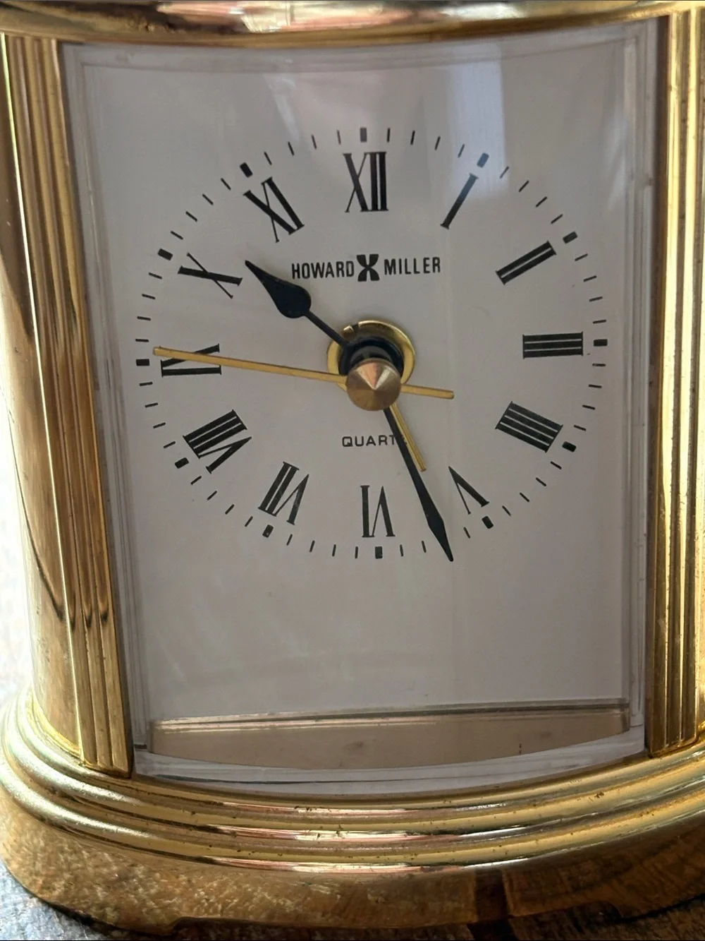 Vintage Howard Miller Gold Table Clock - Classic Brass Finish Working